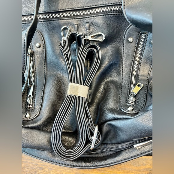 Laurel & Sunset Rockstar Biker Shoulder/Cross Body Bag | Black | Pockets Galore! - Picture 11 of 14